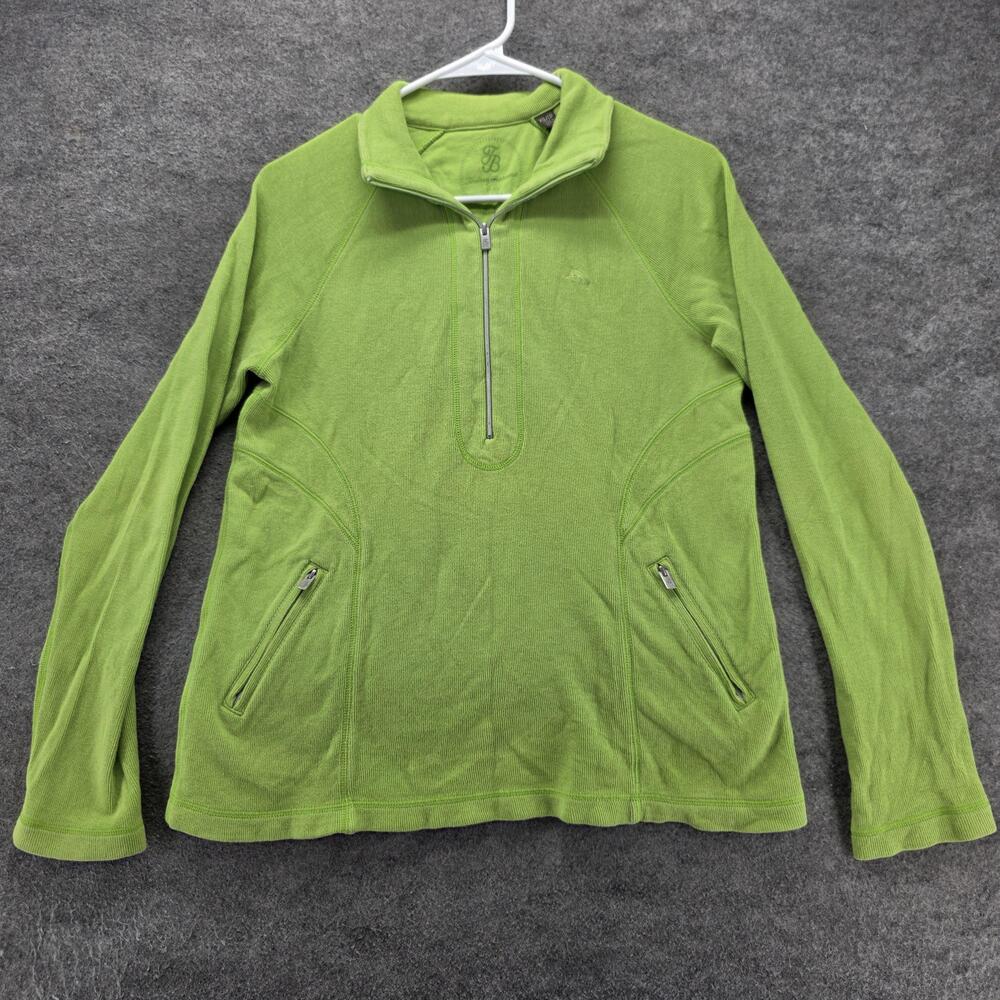 Tommy Bahama Sweater Pullover Womens XS Green 1/4 Zip Mock Neck Pockets Stretch